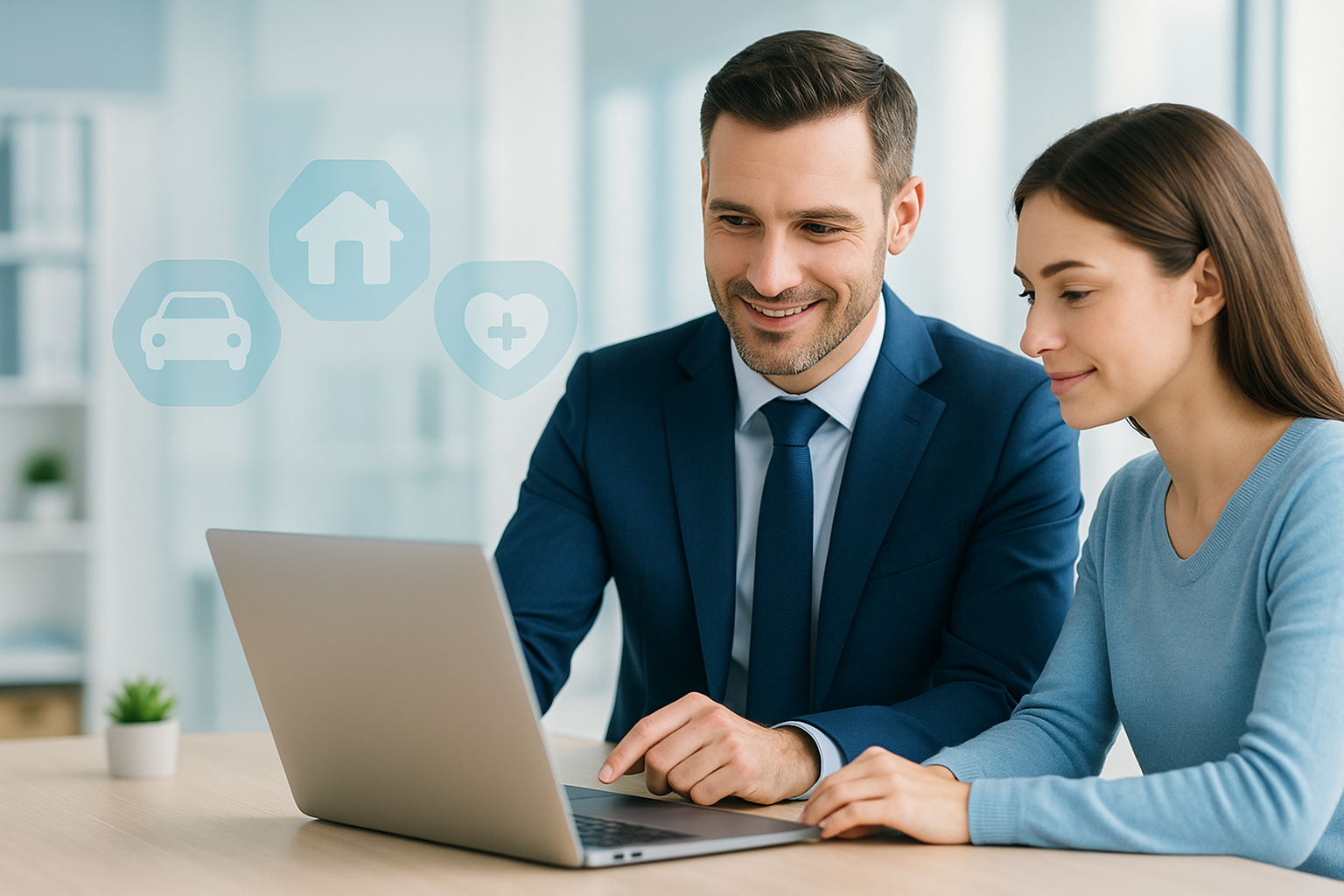 Satisfied client with insurance policy